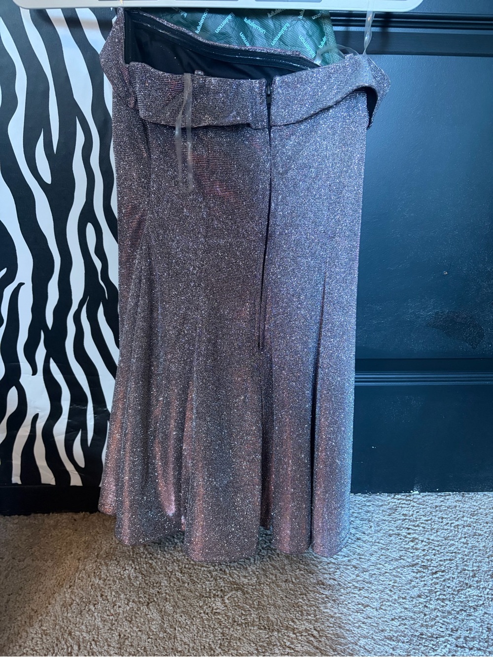 Shimmering Lavender Sparkle Midi Skirt